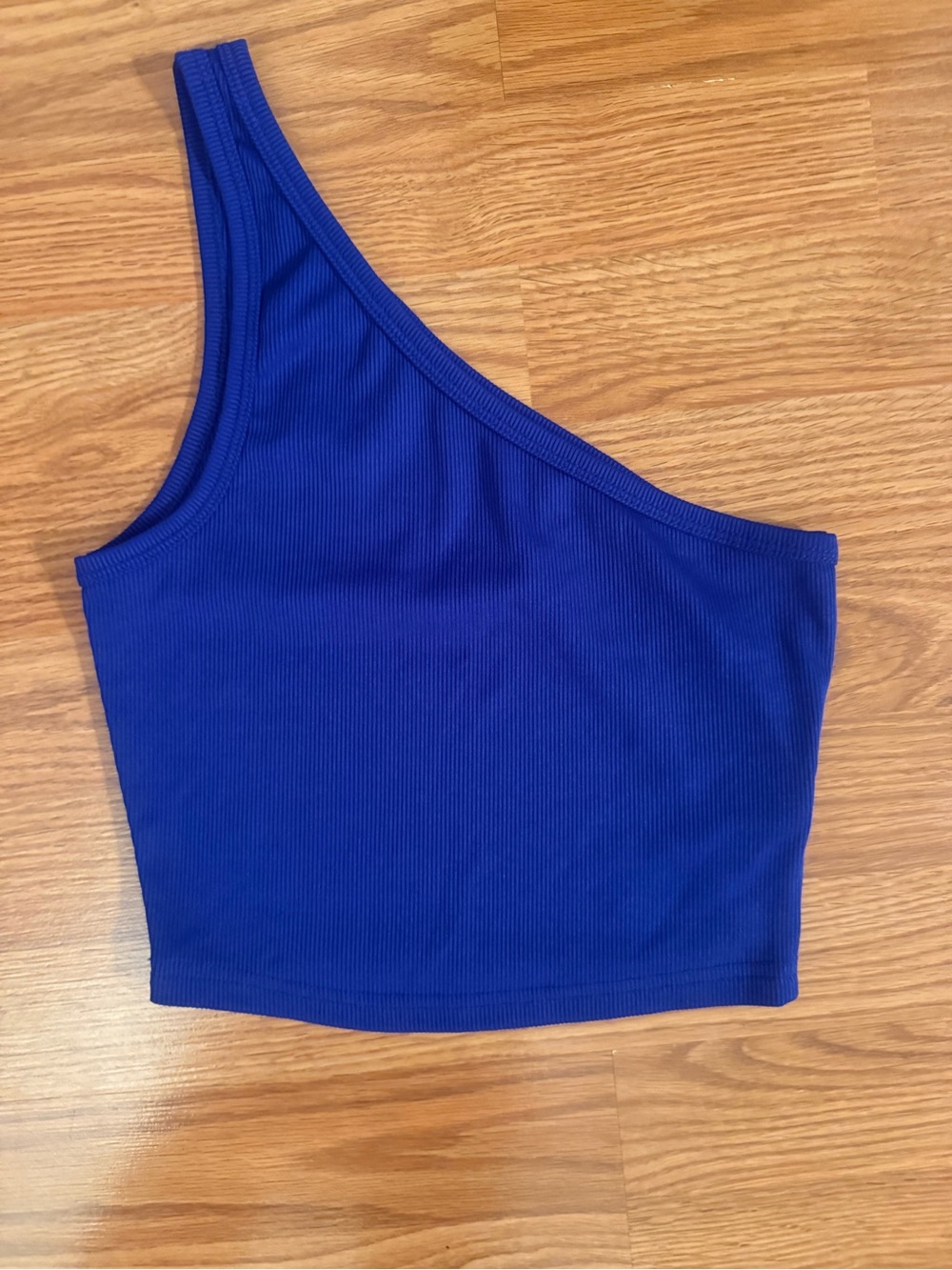 SHEIN One-Shoulder Ribbed Crop Top - Blue